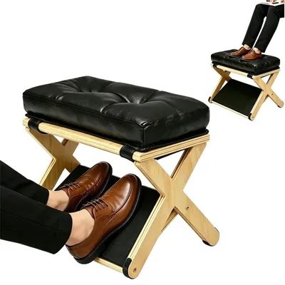 Image de Elzusha - Repose-pieds en bois 2 en 1 pour bureau - Antidérapant avec revêtement doux