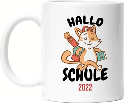 Produktbild von Hallo Schule 2022 Tasse Weiss Geschenkidee zur Schulstart oder Einschulung für Erstklässler Schulanfänger