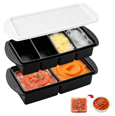 Zdjęcie produktu dla Pojemnik do zamrażania z pokrywką - Małe pojemniki do zamrażania z pokrywkami - Silikon - 250 ml / 500 ml - Bez BPA - Idealne do porcji - Pojemnik do zamrażania