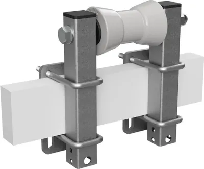 Image de Rouleau de quille en polyuréthane avec supports aide à la mise à l'eau des remorques de bateaux galvanisé SUPROD, B=130, L=250 mm, gris