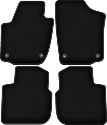 Produktbild von Wielganizator Velours-Autoteppiche – passend für Skoda Rapid (Liftback, Limousine, Spaceback, Kombi, Bj. 2013-2019) –  schwarz, passgenau, mit Befestigungen set 4 Stk.