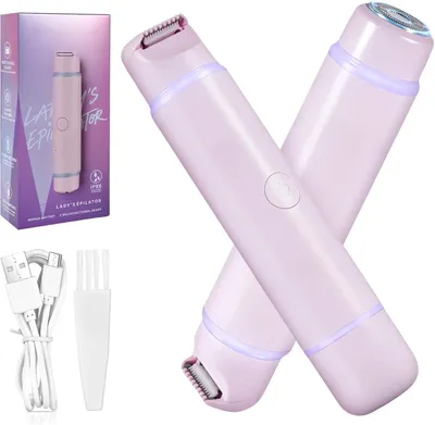 Produktbild von 2-in-1 Elektrorasierer für Frauen, Intimrasierer & Bikini-Trimmer, IPX7 wasserdicht, schmerzfrei, USB-C, für Körper, Gesicht, Beine & Achseln Set