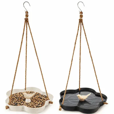 Produktbild von Vogeltränke 2er Set Futterstelle Vogel Bad Tränke Futterschale Garten Terrasse