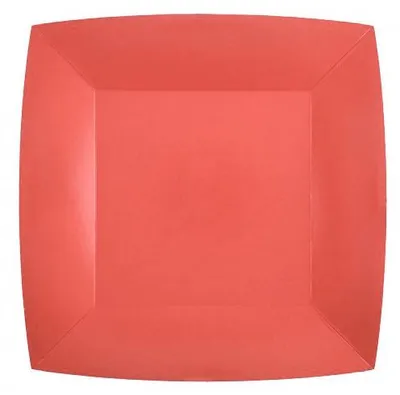 Produktbild von 10 rote Pappteller quadratisch 18 cm - Kleine Dessertteller -