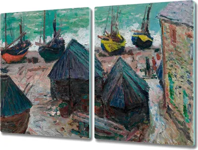 Produktbild von Coloray Kochplattenabdeckung Herdabdeckplatte 2x40x52 cm Hackbrett Schneidebrett Küchenbrett - Boote am Strand Monet