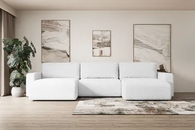 Produktbild von ALTDECOR Ecksofa mit Schlaffunktion und Bettkasten Corner Sofa Eckcouch Couch U-Form universal, links/rechts angeordnet Schlafcouch Ausziehbar Wohnlandschaft Schlafsofa KLEEA-U - 347x143x83cm Weiß
