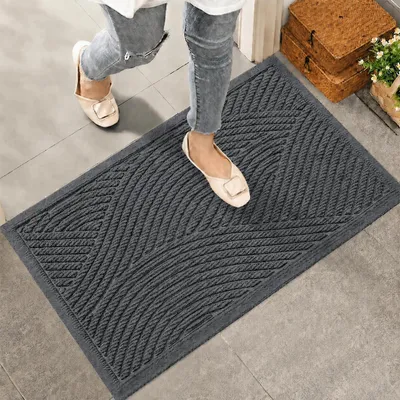 Immagine prodotto di Tappetino per interni ed esterni, 40 x 60 cm, antiscivolo, lavabile, impermeabile, grigio