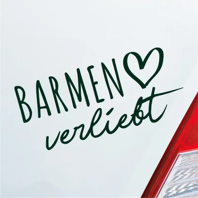 Produktbild von Auto Aufkleber Barmen verliebt Herz Stadt Heimat Liebe Car 19x9 cm Dunkelgrün Sticker Heckscheibenaufkleber
