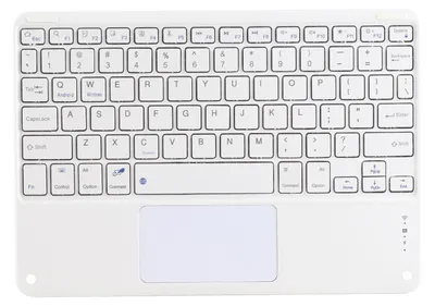 Obrázek produktu pro Bluetooth klávesnice s touchpadem, 78 kláves, ultratenká, tichá, přenosná bezdrátová klávesnice pro chytré telefony, tablety a notebooky, bílá