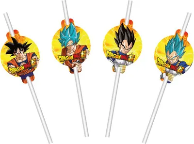 Image de Dragon Ball Z pailles à boire avec pendentif 8 pcs coloré -