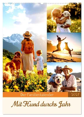 Produktbild von Der Familienkalender - Mit Hund durchs Jahr (Wandkalender 2027 DIN A2 hoch), CALVENDO Monatskalender