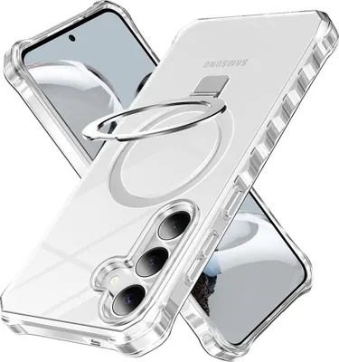 Produktbild von Samsung Galaxy S25 / S24 Hülle - Coverup ShockProof TPU Back Cover mit MagSafe Compatible Ring Kickstand - Transparent