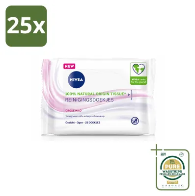 Imagen del producto de 25 toallitas limpiadoras suaves NIVEA para piel seca y sensible - Paquete de ahorro - 25 unidades