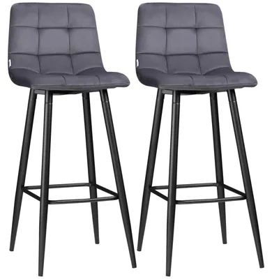 Immagine prodotto di Set di due sgabelli da bar, design retrò, struttura in metallo, poggiapiedi, colore grigio