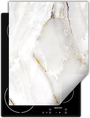 Produktbild von DarHaus Herdabdeckplatte Einteilig Küche Abdeckplatte für Glaskeramikfeld Abdeckung Induktionskochfeld Aufrollbare Matte 40x52 cm, weiß - Marmor