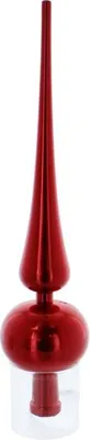 A red Christmas tree topper with a clear base.