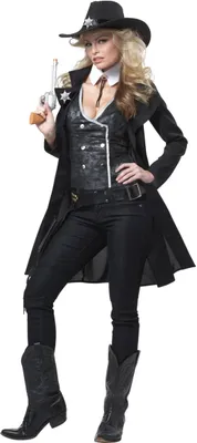 Immagine prodotto di Costume da donna sceriffo per carnevale in bianco e nero - S (38/40)