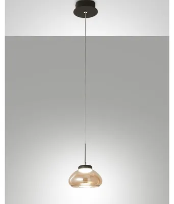Image de Arabella - Suspension Simple De Fabas Luce - Led 8W - Plafonnier Diamètre 14 Cm Ambre