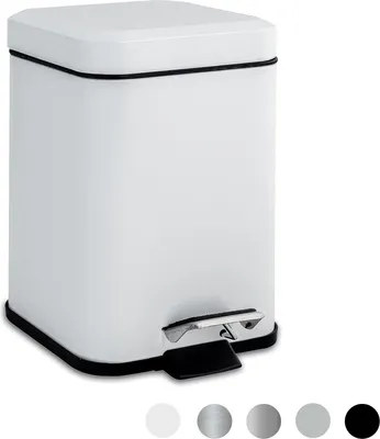 Produktbild von Harbour Housewares Quadratischer Badezimmer-Treteimer – 3 Liter – Weiß