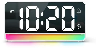 LED-Wecker mit Umgebungslicht, Doppelalarm, automatisch dimmend, weiß