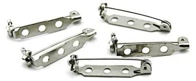 Produktbild von Vintageparts 10 Broschennadeln silber platiniert 28 mm, Sicherheitsverschluss