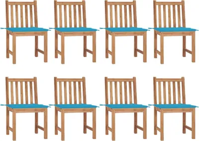 Produktbild von Gartenstühle 8 Stk. mit Kissen Massivholz Teak
