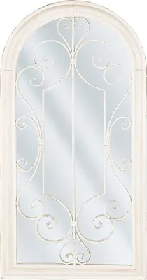 Produktbild von BELIANI Wandspiegel Cremeweiß Metall 49 x 97 cm mit Rahmen Antik-Optik Fensteroptik Vintage Romantisches Design Spiegel für Wand Hängespiegel
