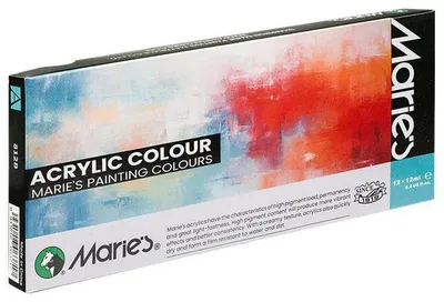 Zdjęcie produktu dla Farby akrylowe Maries 12ml x 12 kolorów