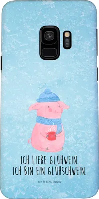 Produktbild von Mr. & Mrs. Panda Samsung Galaxy S9 Handyhülle Schwein Glühwein - Eisblau - Geschenk, Weihnachten, Punsch, Cover, Hülle, Weihnachtsmarkt, Handy Schutzhülle, Smartphone