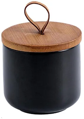 Obrázok produktu pre Keramická kanvica na kávu s viečkom, miska na cukor, kanvica na kávu, nádoba na mletú kávu, cukor, čaj a korenie (čierna, 260 ml)