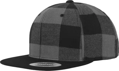 Produktbild von Checked Flanell Snapback Cap / Kappe / Mütze - Farbe: Black/Charcoal - Größe: One Size
