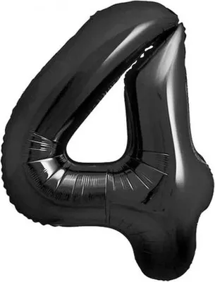 Zdjęcie produktu dla Balon foliowy, cyfra 4, czarne matowe, 85 cm