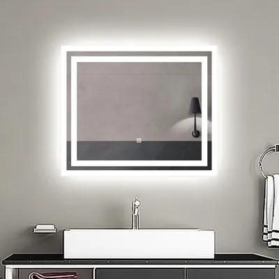Produktbild von Badspiegel mit LED Beleuchtung 60x50cm Touchschalter Beschlagfrei Kaltweiß 6000k Dimmbar IP44