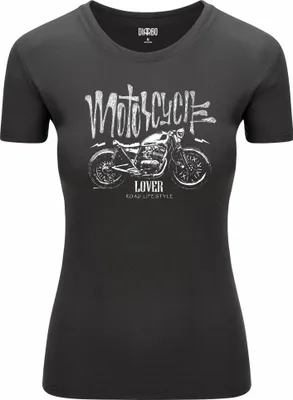 Produktbild von Diarbo Damen T-Shirt mit Motorliebhaber Druck Motorradliebhaber Dunkelgrau Gr.S