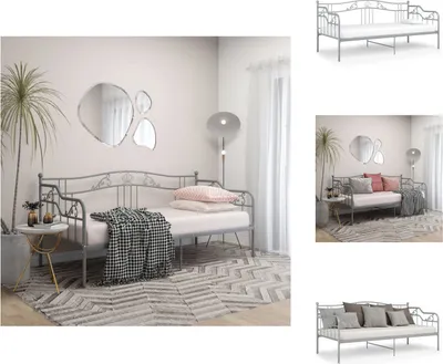 Produktbild von vidaXL Schlafsofa Bettgestell Grau Metall 90x200 cm -  Betten & Bettgestelle