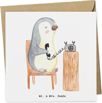 Produktbild von Mr. & Mrs. Panda Grußkarte Callcenteragent Herz - Weiß - Geschenk, Homeoffice, Backoffice Mitarbeiter, doppelkarte, faltkarte, Headset, Customer Service, Klappkarte