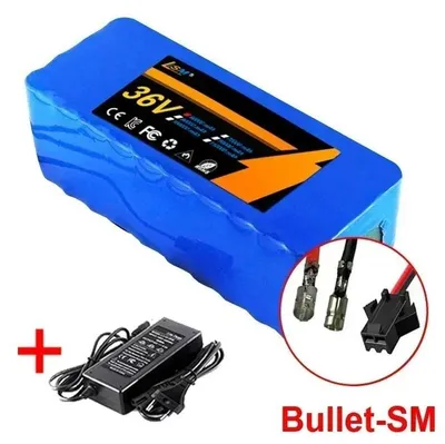 Zdjęcie produktu dla Akumulator do hulajnogi elektrycznej - akumulator litowo-jonowy, 36V, 60Ah, konfiguracja 10S4P - ogniwa 18650 - z ładowarką - złącze Bullet-SM - wymiary 188x66x78 mm