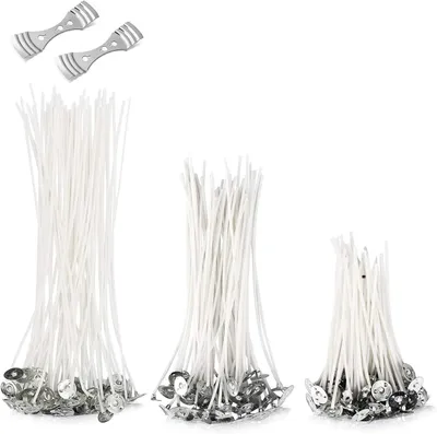 Kerzendochte 150 Stück, 3 Größen (10/15/20 cm), mit 2 Haltern