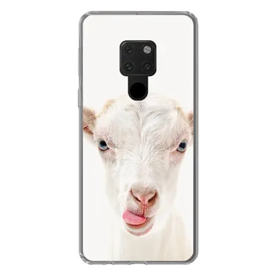Produktbild von MuchoWow® Handyhülle Schutzhülle Hülle für Huawei P40 Lite Ziege - Porträt - Junge - Mädchen - Kinder - Weiß Silikon Softcase Handy Hülle - Handy