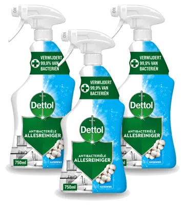 Produktbild von 3 x Dettol Allesreiniger Spray Katoenfris - Antibakteriell - 750 ml - Vorteilspackung - 3 Stücke