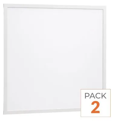 Image de Panneau LED 36W, 60x60 cm, blanc, à intensité variable, avec détecteur de mouvement. Pack de 2. Lumière blanche froide, 6000K - 8000K. Luminosité : 110 lm/W