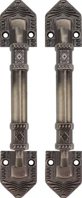 Imagen del producto de 2 manijas antiguas para puertas de granero, color bronce, fáciles de instalar. Manijas vintage para cajones con tornillos, ideales para cajones de interiores, garajes, etc