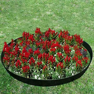 Obrázek produktu pro TRMLBE Kovové obruby trávníku 5m-5 kusů Žací hrany Pozinkované 100 x 15 cm na kus Přizpůsobivé flexibilní obruby záhonů pro zahradní rostliny Zeleninové zahradnictví Květinové, černé