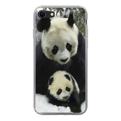 Produktbild von MuchoWow® Handyhülle Schutzhülle Hülle für iPhone 7 Panda - Jungtier - Schnee Silikon Softcase Handy Hülle - Kartenhalter