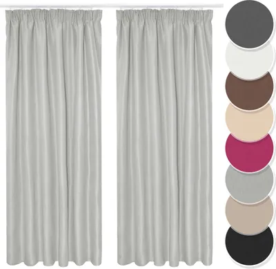 Produktbild von Melody Vorhang 2er Set Gardine Curtain Blickdicht Kräuselband hellgrau 140x175 cm blickdichter Vorhang 2er Set #9018