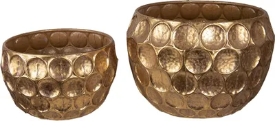Produktbild von Clayre & Eef Blumentopf 2er Set Goldfarbig Metall