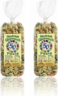 Produktbild von Streuteile Zahl 50 aus Nudelteig, 2X 250 g, Nudeln, Pasta, Dekoration, Delikatesse, Geburtstag