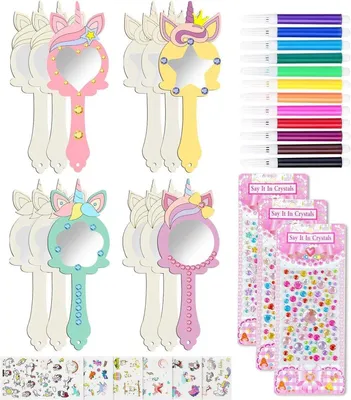 Produktbild von Minicee DIY Einhorn Bastelset mit Holzspiegel – 12-teilig