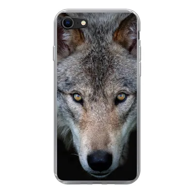 Produktbild von MuchoWow® Handyhülle Schutzhülle Hülle für iPhone 8 Wolf - Porträt - Schwarz Silikon Softcase Handy Hülle - Schutzhaube