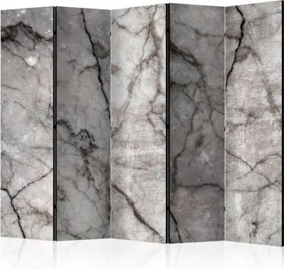 Produktbild von Akusticher Raumteiler Marmor Foto Paravent 225x172 cm beidseitig auf Vlies-Leinwand bedruckt Akustikschaum Trennwand Spanische Wand Sichtschutz Home Office weiß Steinoptik f-A-0720-z-c